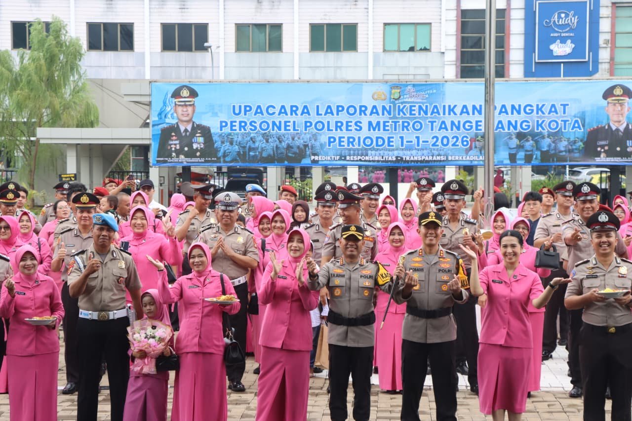 Awal Tahun 2026, Kapolres Metro Tangerang Kota Pimpin Kenaikan Pangkat 158 Personel