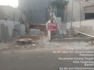 Pembangunan Bangunan di Jalan KH Hasyim Ashari Karang Tengah Disorot, Perizinan Dipertanyakan